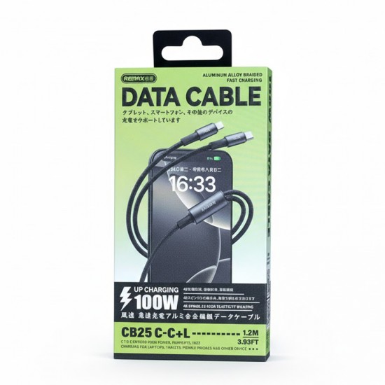 Cablu de date / incarcare rapida Remax CB25 2 in 1 - Negru