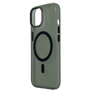 Husa spate Berlia Glaze Magsafe pentru iPhone 15 - Transparent/Negru