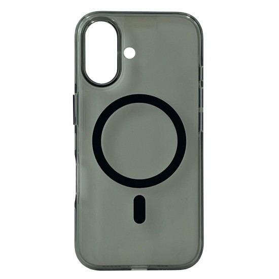 Husa spate Berlia Glaze Magsafe pentru iPhone 16 - Transparent/Negru