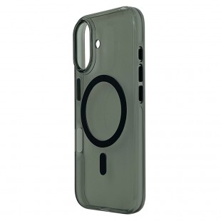 Husa spate Berlia Glaze Magsafe pentru iPhone 16 - Transparent/Negru