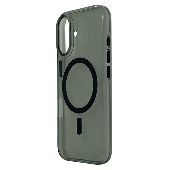 Husa spate Berlia Glaze Magsafe pentru iPhone 16 - Transparent/Negru