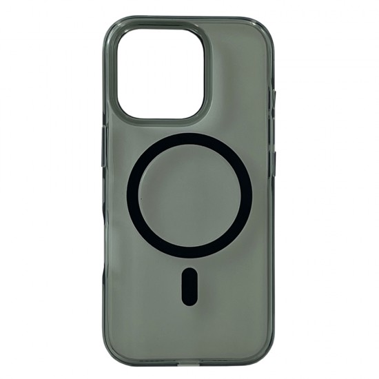 Husa spate Berlia Glaze Magsafe pentru iPhone 16 Pro - Transparent/Negru