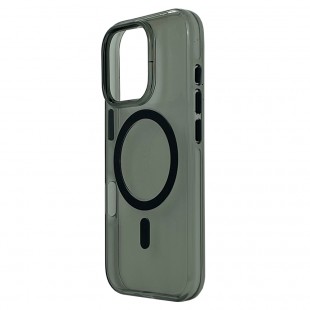 Husa spate Berlia Glaze Magsafe pentru iPhone 16 Pro - Transparent/Negru