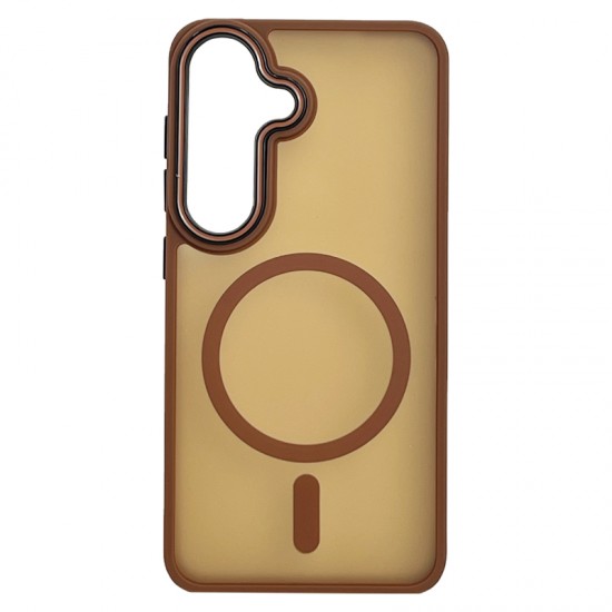 Husa spate pentru Samsung Galaxy S25 Matte Case Magsafe - Semitransparent/Auriu