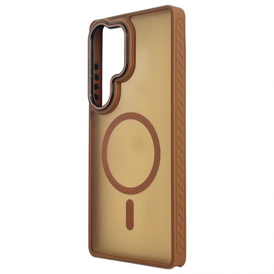 Husa spate pentru Samsung Galaxy S25 Ultra Matte Case Magsafe - Semitransparent/Auriu