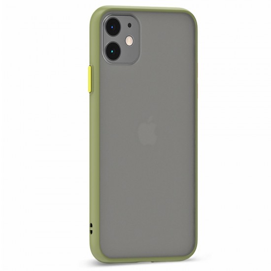 Husa spate Button Case pentru iPhone 11 - Army / Portocaliu