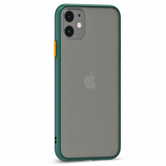 Husa spate Button Case pentru iPhone 11 - Turcoaz / Portocaliu