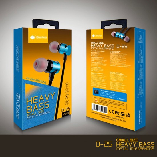 Casti audio magnetice In-Ear cu Handsfree Deepbass D-25 - Albastru