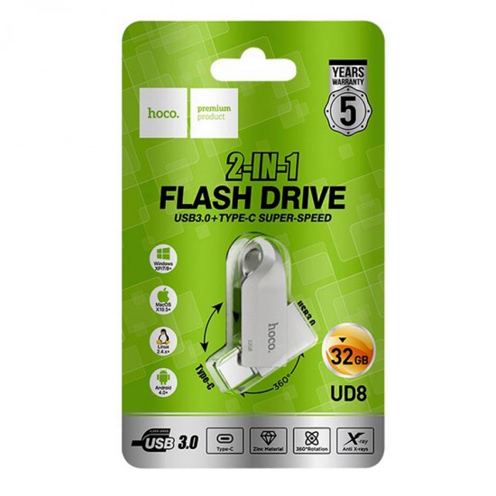 Stick Memorie Hoco UD8 Smart Flash Drive USB 3.0 + Type-C - 32GB
