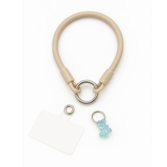 Snur universal de silicon pentru telefon, tip bratara - Crem