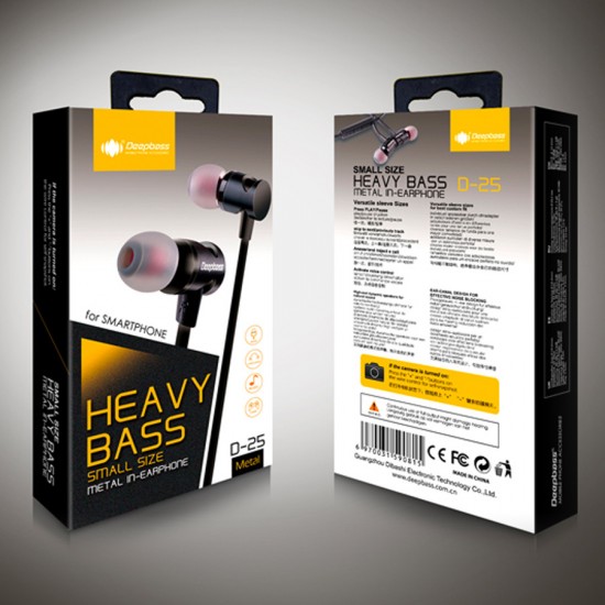 Casti In-Ear magnetice Deepbass D-25 Handsfree - Negru
