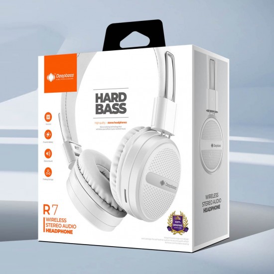 Casti On-Ear Wireless Stereo pliabile - Deepbass R7 Alb