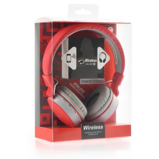 Casti On-Ear Wireless cu Handsfree MS - 881A - Rosu