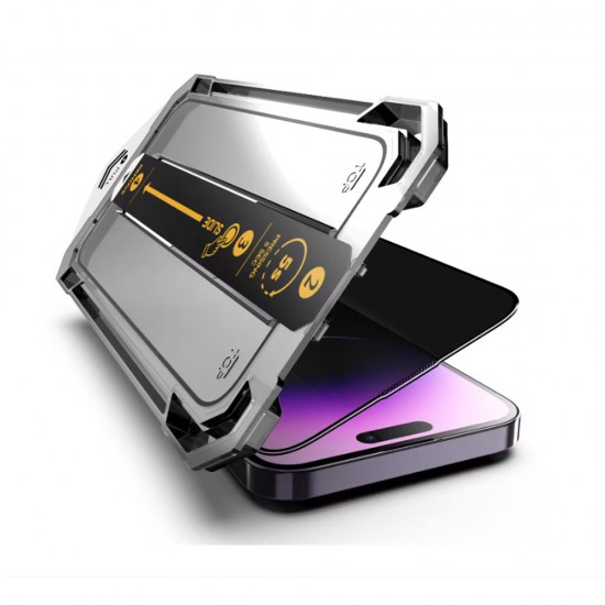 Folie sticla plus aplicator pentru iPhone 15 3D Generation Privacy