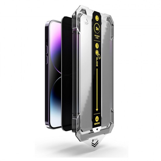 Folie sticla plus aplicator pentru iPhone 15 3D Generation Privacy