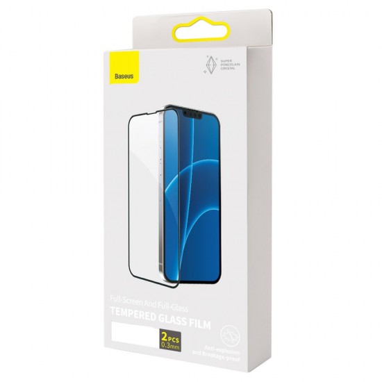 Folie sticla pentru iPhone 13 Pro Max Baseus Full Screen - Negru/Transparent