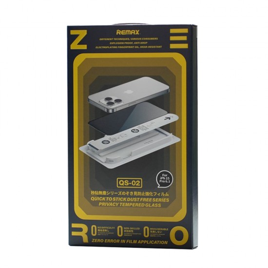 Folie sticla pentru iPhone 15 Pro Max Remax Aplicator Privacy