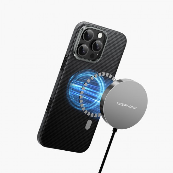 Husa spate pentru iPhone 15 Pro Max Keephone Kevilar Magsafe - Negru