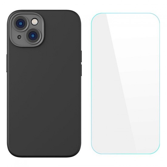 Husa Baseus Liquid Silica Gel plus Folie Protectie pentru iPhone 14 Plus - Negru