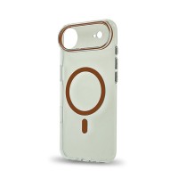 Husa spate pentru iPhone 17 Air Berlia Sheen Magsafe - Transparent/Portocaliu