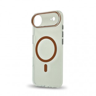 Husa spate pentru iPhone 17 Air Berlia Sheen Magsafe - Transparent/Portocaliu