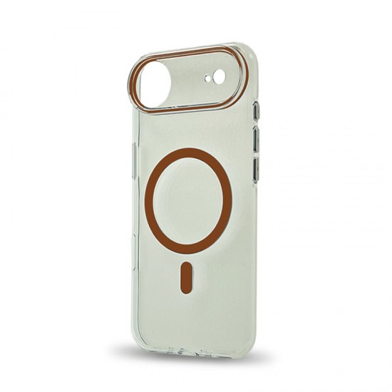 Husa spate pentru iPhone 17 Air Berlia Sheen Magsafe - Transparent/Portocaliu