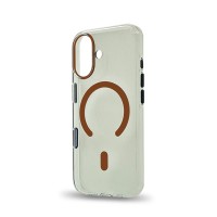 Husa spate pentru iPhone 17 Berlia Sheen Magsafe - Transparent/Portocaliu