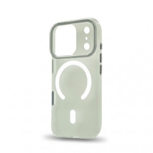 Husa spate pentru iPhone 17 Pro Berlia Sheen Magsafe - Transparent/Alb