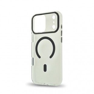 Husa spate pentru iPhone 17 Pro Berlia Sheen Magsafe - Transparent/Gri inchis