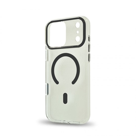 Husa spate pentru iPhone 17 Pro Max Berlia Sheen Magsafe - Transparent/Gri inchis