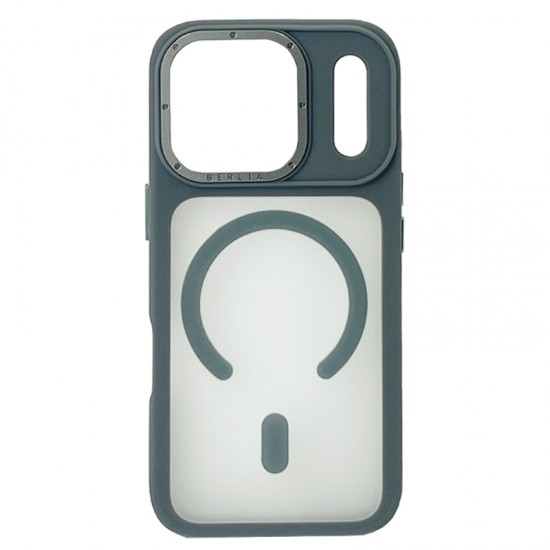 Husa spate pentru iPhone 17 Pro Max Berlia Matte Magsafe - Semitransparent/Gri