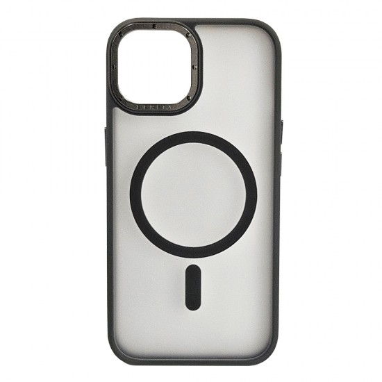 Husa spate pentru iPhone 15 Berlia Matte Magsafe - Semitransparent/Gri
