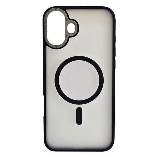 Husa spate pentru iPhone 16 Berlia Matte Magsafe - Semitransparent/Negru