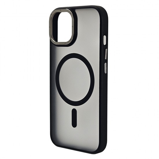 Husa spate pentru iPhone 15 Berlia Matte Magsafe - Semitransparent/Negru