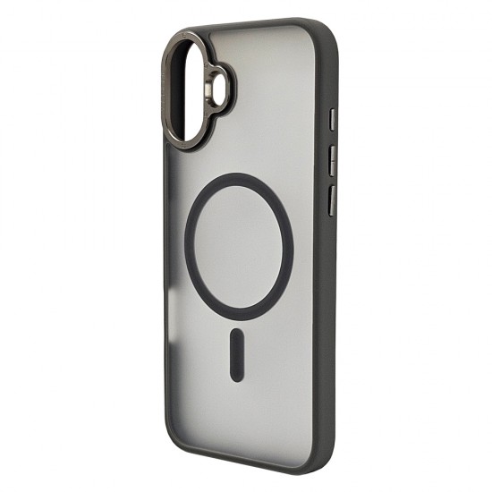 Husa spate pentru iPhone 16 Berlia Matte Magsafe - Semitransparent/Gri