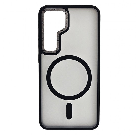 Husa spate pentru Samsung Galaxy S25 Berlia Matte Magsafe - Semitransparent/Negru