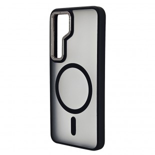 Husa spate pentru Samsung Galaxy S25 Berlia Matte Magsafe - Semitransparent/Negru