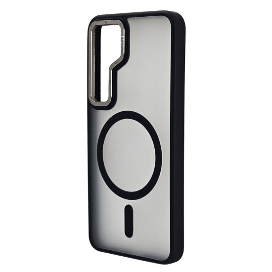 Husa spate pentru Samsung Galaxy S25 Berlia Matte Magsafe - Semitransparent/Negru