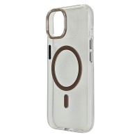 Husa spate pentru iPhone 14 Berlia Sheen Magsafe - Transparent/Maro