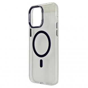 Husa spate pentru iPhone 14 Pro Max Berlia Sheen Magsafe - Transparent/Mov