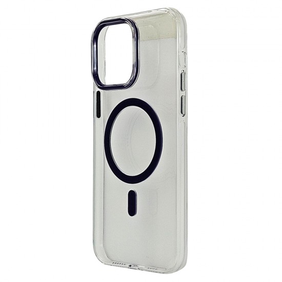 Husa spate pentru iPhone 14 Pro Max Berlia Sheen Magsafe - Transparent/Mov