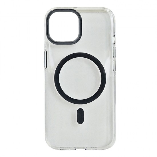 Husa spate pentru iPhone 15 Berlia Sheen Magsafe - Transparent/Gri inchis