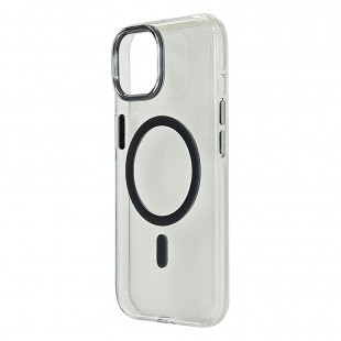 Husa spate pentru iPhone 15 Berlia Sheen Magsafe - Transparent/Gri inchis