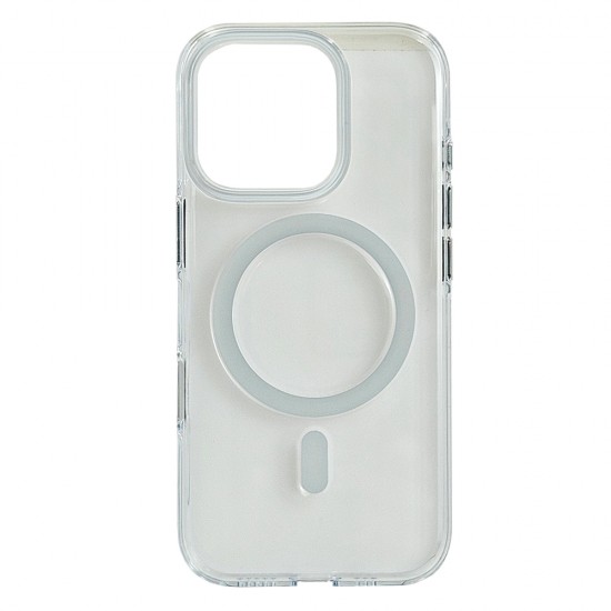 Husa spate pentru iPhone 15 Pro Berlia Sheen Magsafe - Transparent/Alb