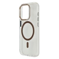 Husa spate pentru iPhone 15 Pro Berlia Sheen Magsafe - Transparent/Maro