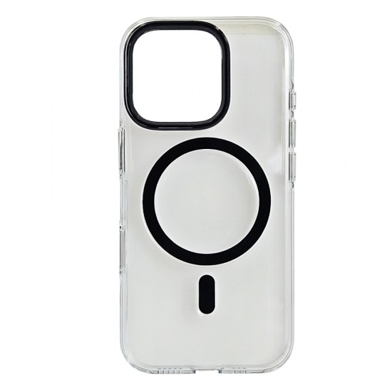 Husa spate pentru iPhone 15 Pro Berlia Sheen Magsafe - Transparent/Negru