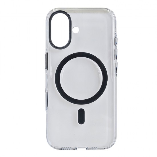 Husa spate pentru iPhone 17 Berlia Sheen Magsafe - Transparent/Gri inchis