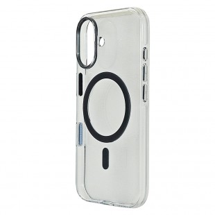 Husa spate pentru iPhone 16 Berlia Sheen Magsafe - Transparent/Gri inchis