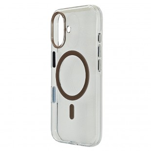 Husa spate pentru iPhone 16 Berlia Sheen Magsafe - Transparent/Maro