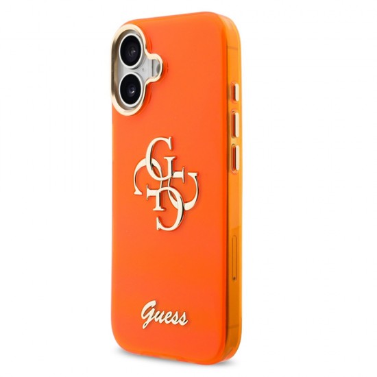 Husa spate pentru iPhone 17 Guess Metal Logo - Portocaliu